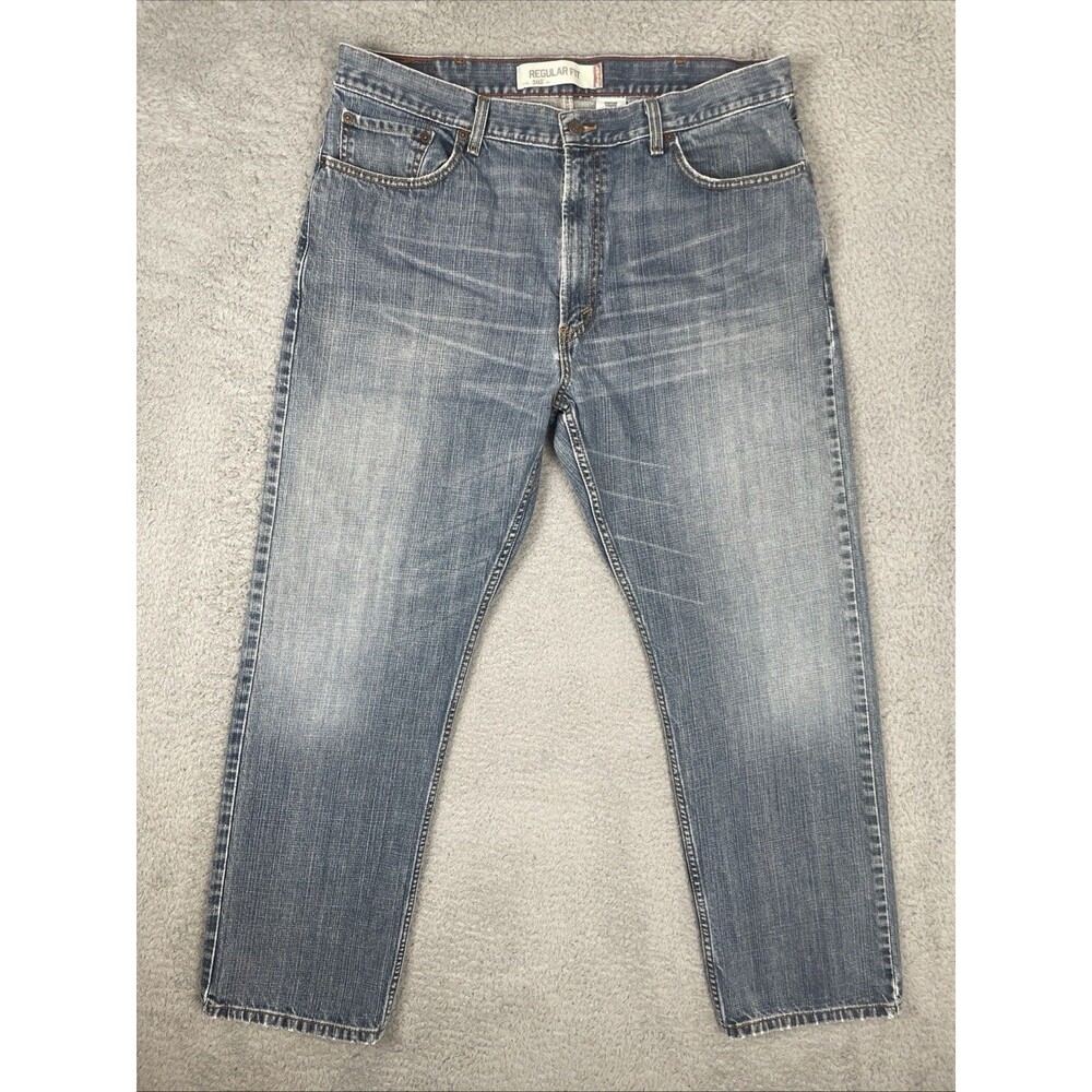 Vintage Levis 505 Jeans Mens 38x31 Blue Denim Medium Wash Regular Fit Whiskers